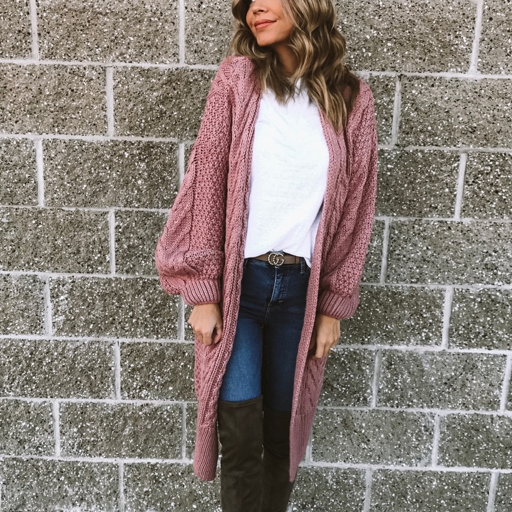 Topshop Chunky Dusty Mauve Cardigan